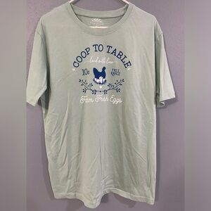 Green Graphic T-Shirt with Blue Print